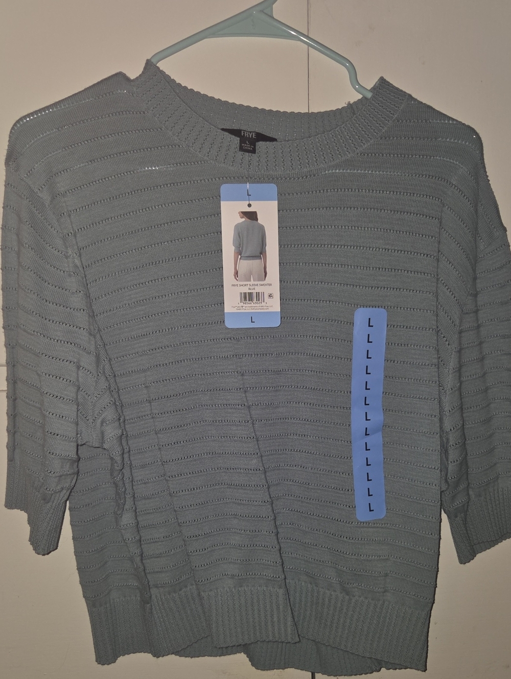 Frye Sage Green Short Sleeve Crewneck Sweater
